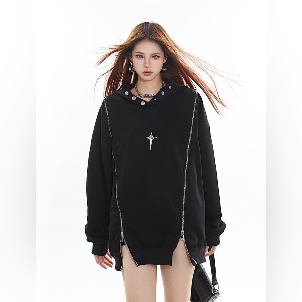 NWOT* 2 Way Zip Oversized Hoodie sz L